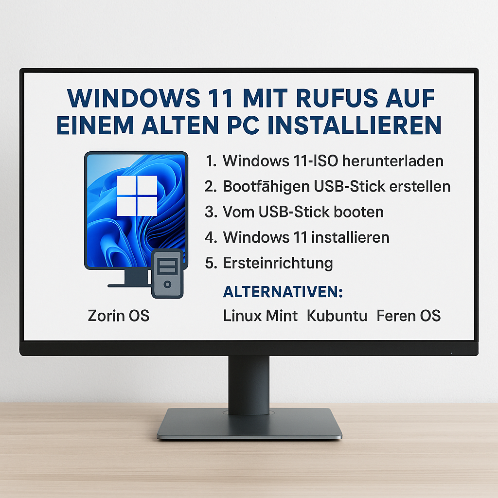 Windows 11 mit Rufus auf einem alten PC installieren Windows 11 mit Rufus auf einem alten PC installieren