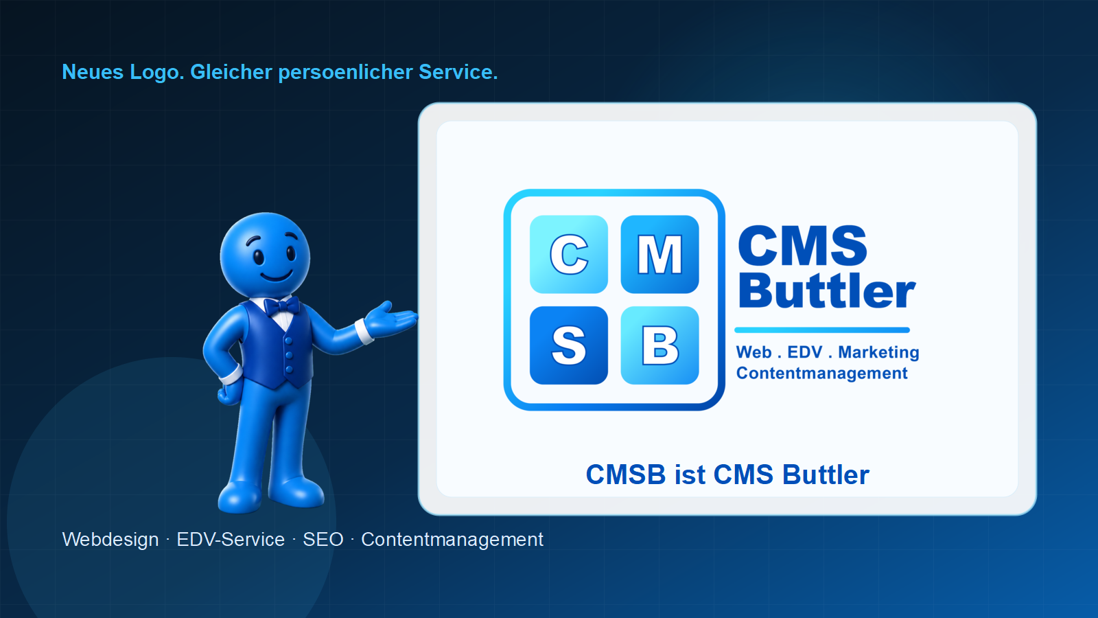 CMSB 3D-Männchen zeigt das neue CMS Buttler Logo