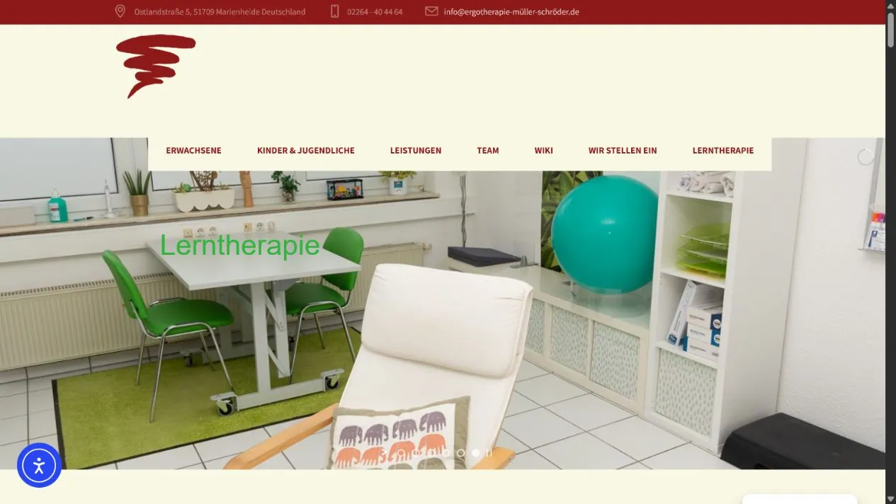 Screenshot der von CMS-Buttler erstellten Website für Ergotherapie Müller-Schröder