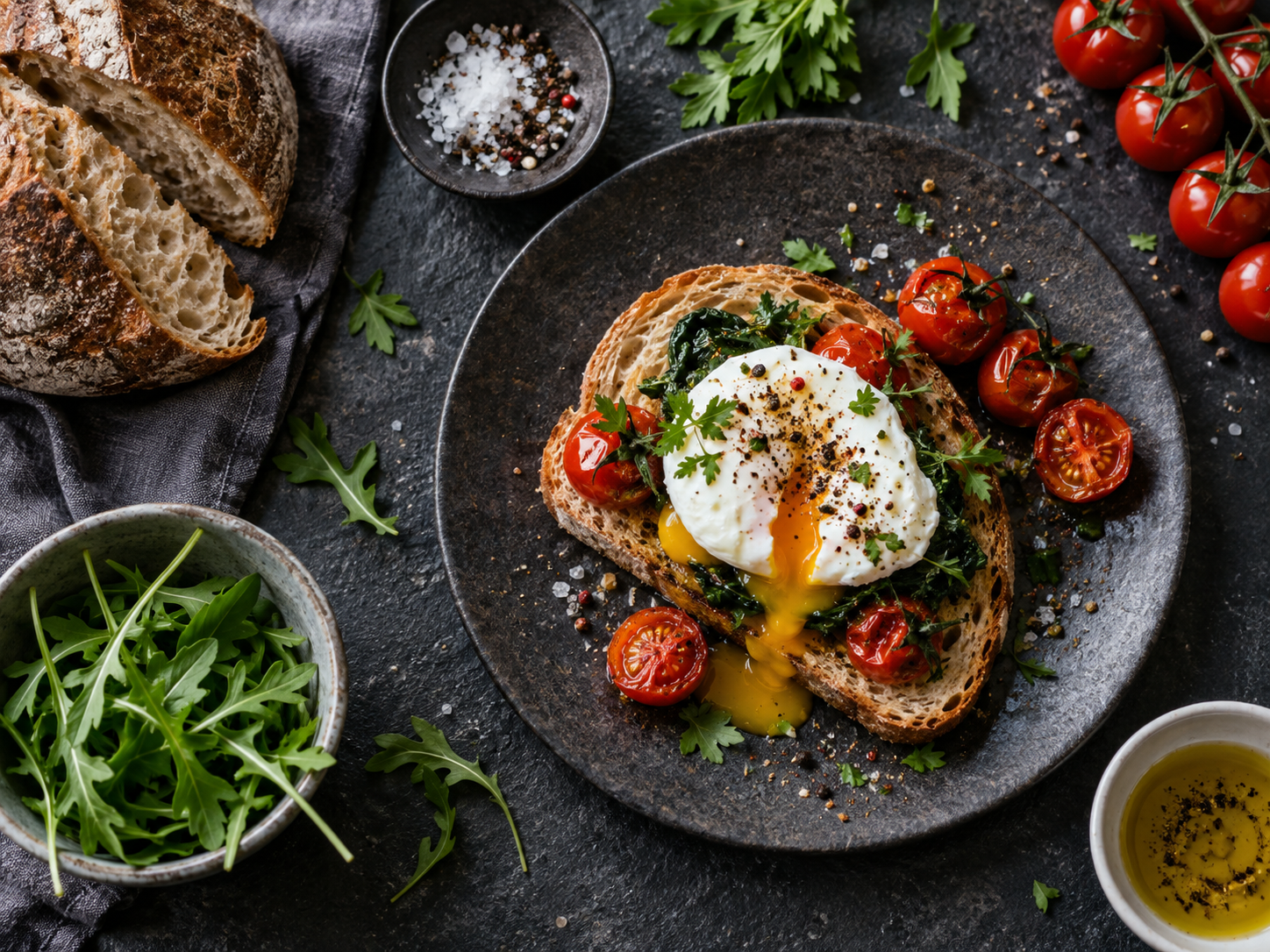 Rustikales Frühstück als Beispiel für Food-Fotografie mit ChatGPT